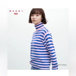 Uniqlo Marni Blue and Pink Striped Turtleneck Sweater and skirt- XS NWT